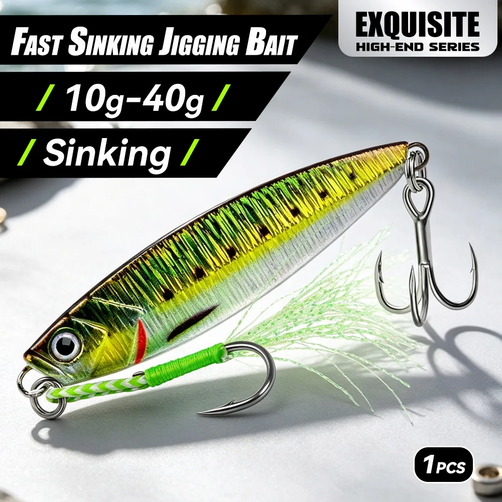 5pcs/set 10g-40g Jigging Spoon Bait Fishing Lure Long Cast Bait Fast Sinking Metal Bait Bionic Color Artificial Hard Bait