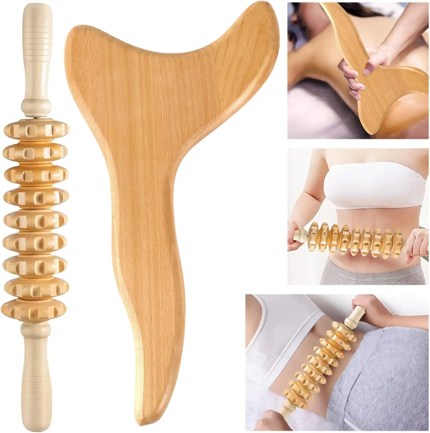 Wooden Therapy Massage Tools Wooden  Tool Anti Cellulite Guasha Massage Roller Tool Handheld Cellulite Massage  Cube Massager