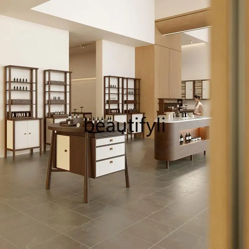 

Fragrance Store Island Table Retro Style Display Cabinet Beauty Salon Product Display Stand