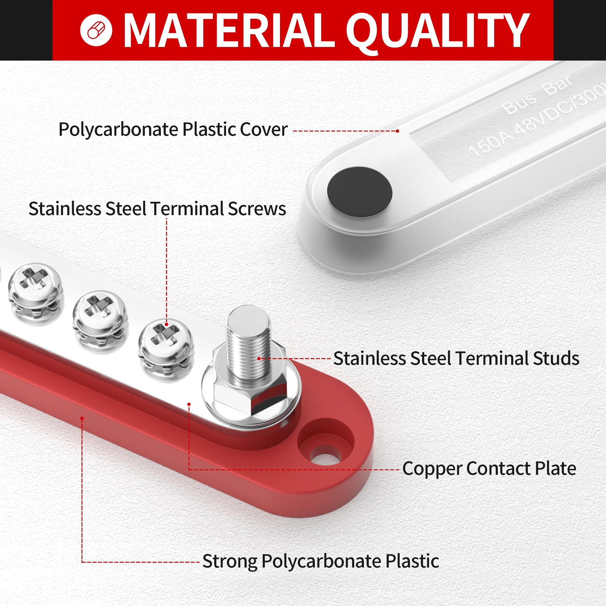 DAIERTEK Bus Bar Small Battery Distribution Block 12V Positive Negative Terminal Block Busbar 2 x 1/4\