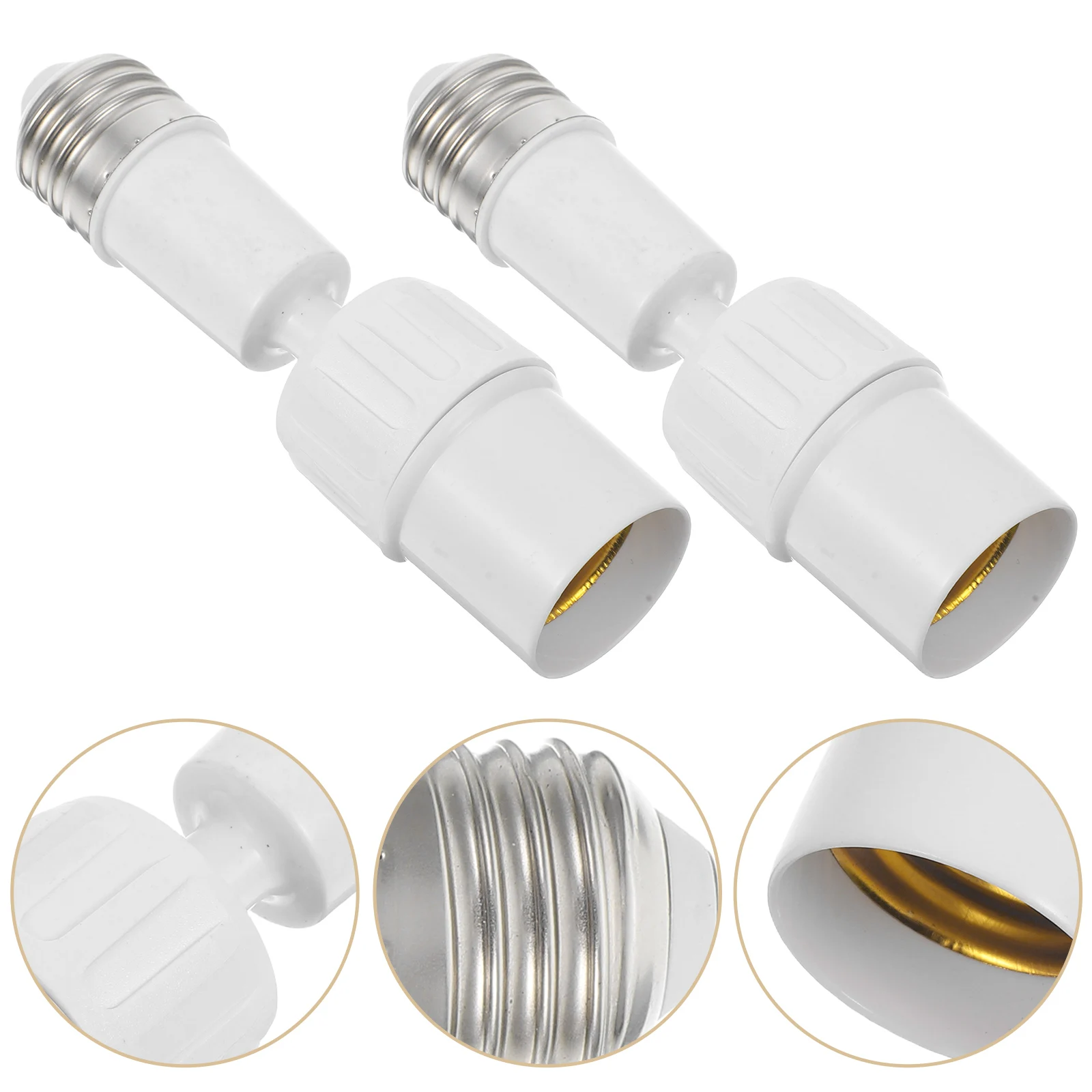 

2pcs E27 Light Socket Extender Flexible Bulb Holder Converter Replacement For Lamp Fixture Repair Plastic Household