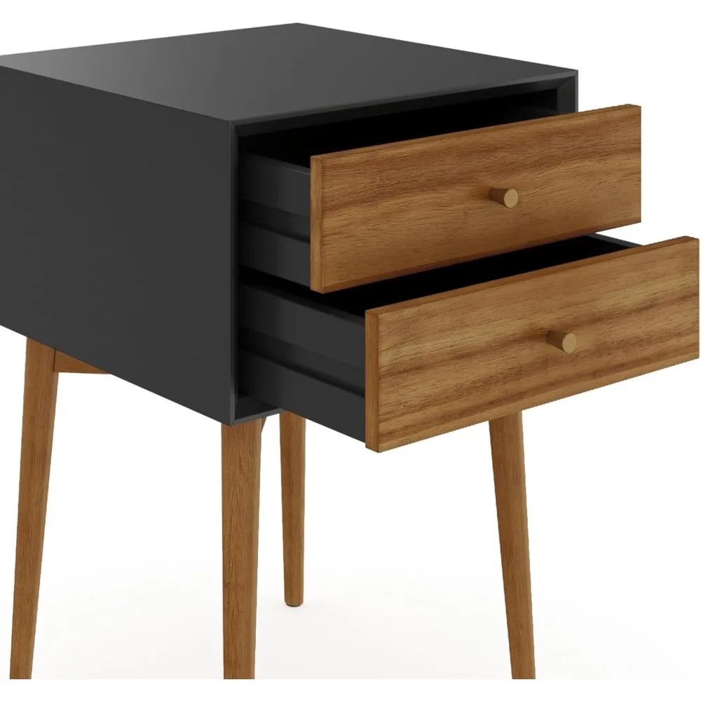 

Modern Nightstand Side Accent or End Table with Storage Drawer, Set of 2