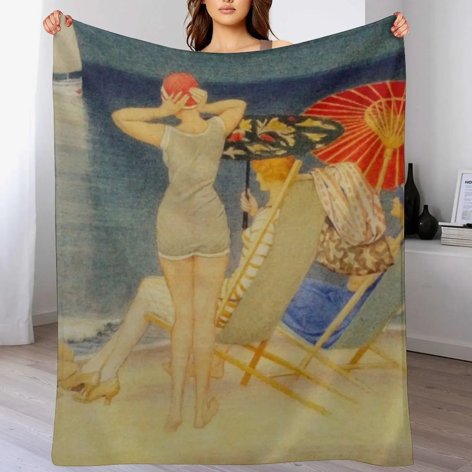 

Parasols by Joseph Edward Southall - Vintage Art Throw Blanket Cozy Sofa Blanket for TV Watching Napping