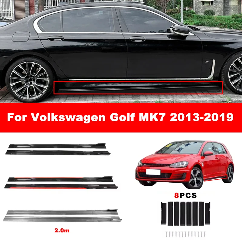 For Volkswagen Golf MK7 2013-2019 Car Side Skirt Splitters Extended Side Spoiler Sport Body Kit Bumper Lip Modified Parts 8Pcs