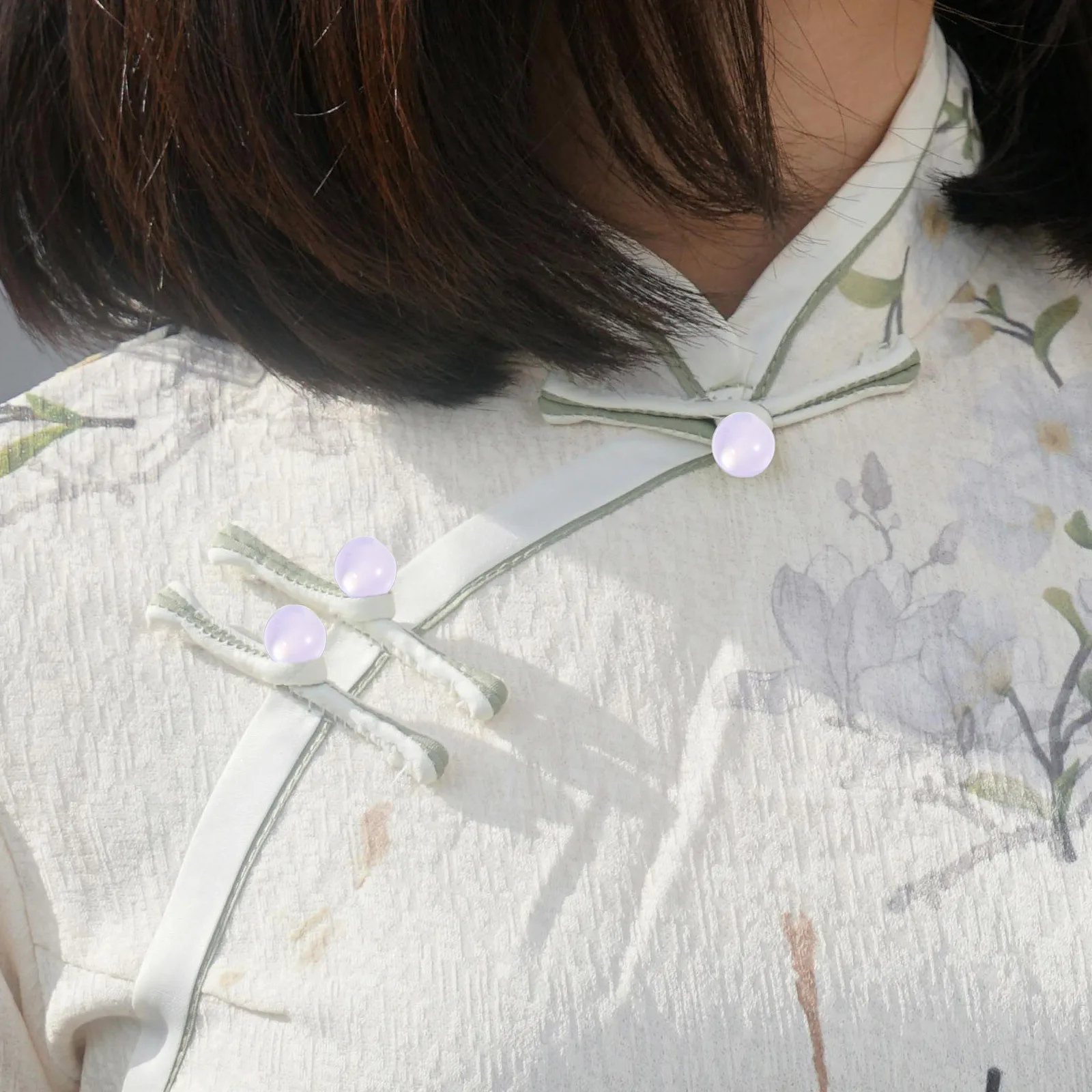 

100Pcs Cat Eye Resin Buttons Side Hole Round Lightweight Decorative Fastener for Chinese Cheongsam Clothing DIY Crafts Wedding