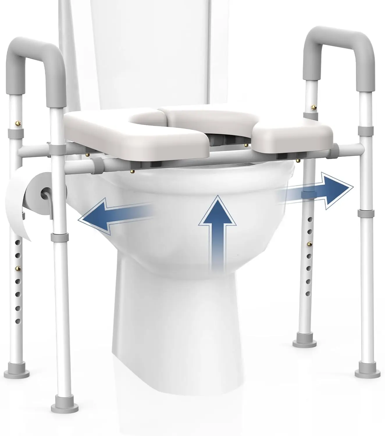 

Adjustable Raised Toilet Seat with Handles for Seniors and Disabled, Fits Any Toilet, Supports 400 lbs