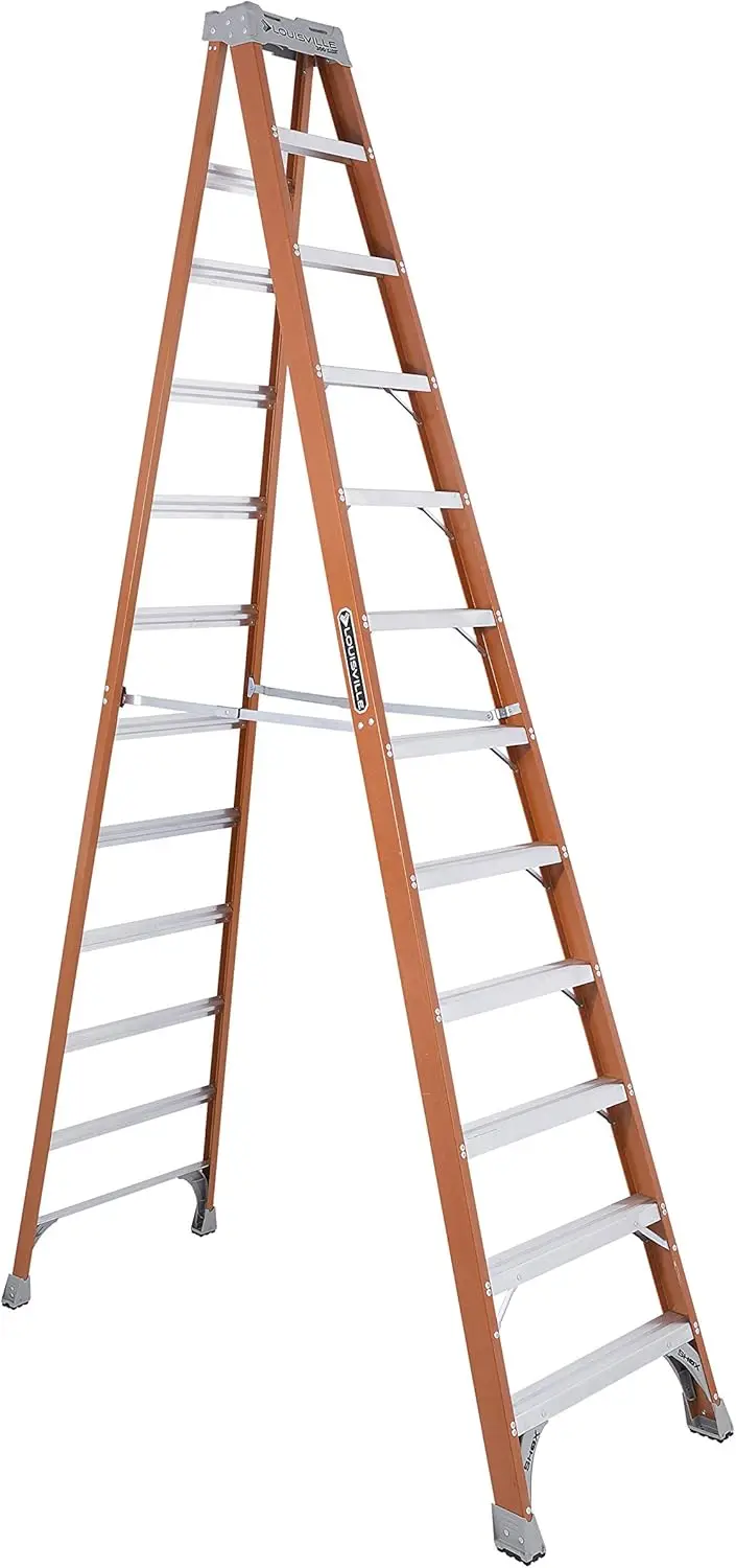 12-Foot Fiberglass Step Ladder, 300-Pound Load Capacity