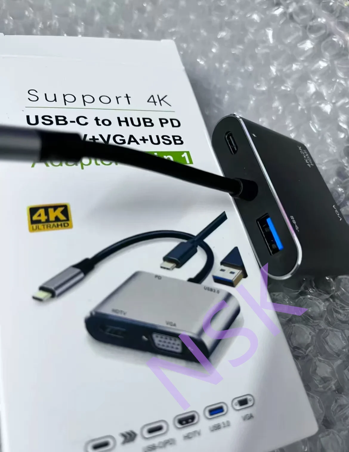 New 4K Type-C to HDMI+VGA+USB+DP 4-in-1 Adapter