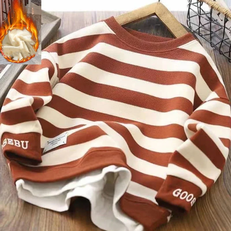 Boys Hoodies Sweatshirts Cotton Tops Outwear 2024 Stripe Spring Autumn Kids Teenagers Long Sleeves Children\'s Clothing