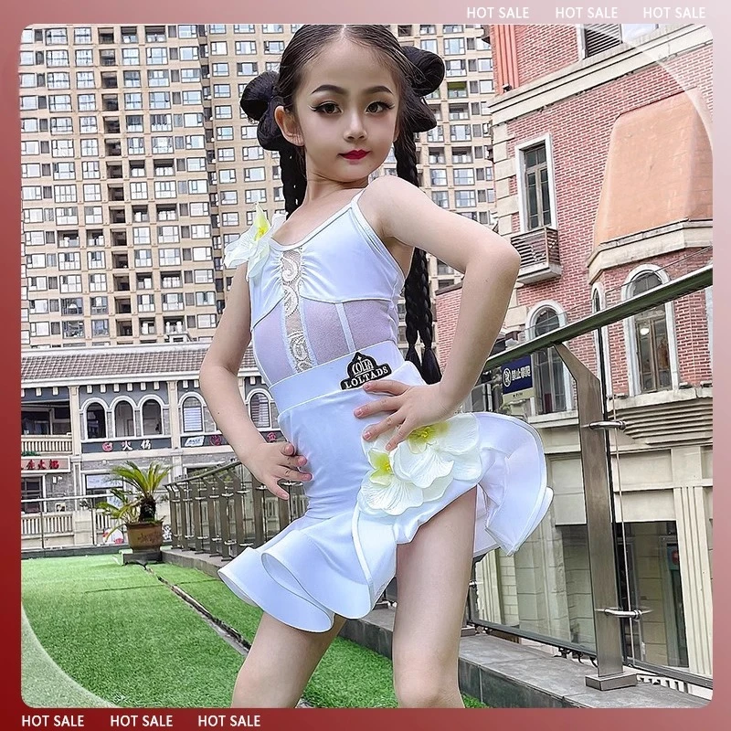 

Fashion New summer Latin dance costume for girls' performance practice large skirt hem internet-famous high-end professional set