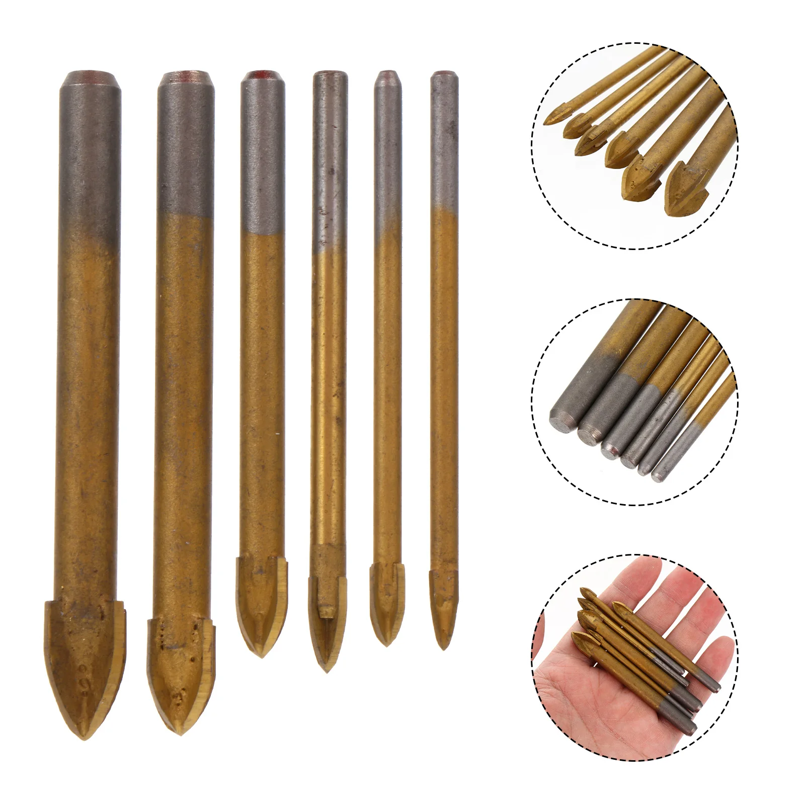 

1 set Titanium Coated Drill Bit Set for Glass Ceramic Tile Mirror Marble Hole Saw Emery Brazing Suitable Water