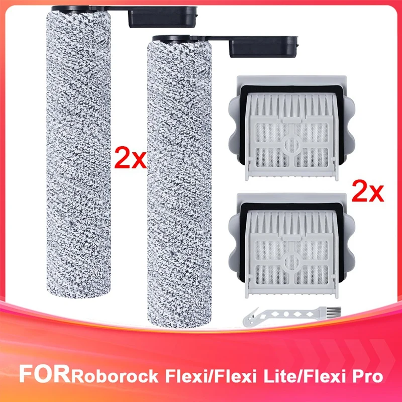 Conjunto de acessórios para roborock flexi/flexi lite/flexi pro aspirador de pó molhado/seco com rolos de escova filtro hepa