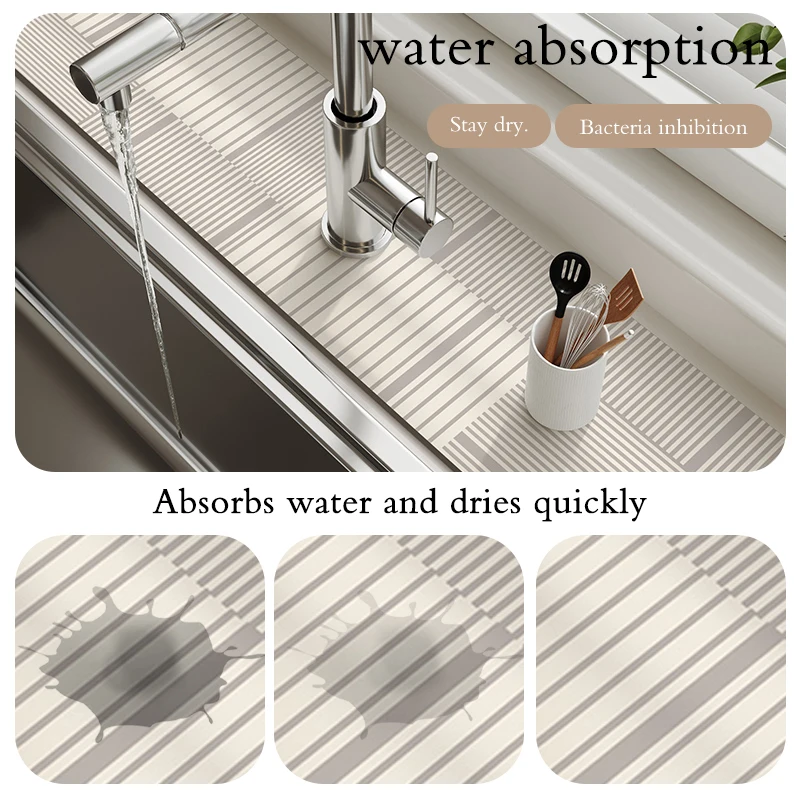 Kitchen Sink Faucet Mat Drain Pad Absorbent Bathroom Splash Guard Countertop Protector Faucet Rugs