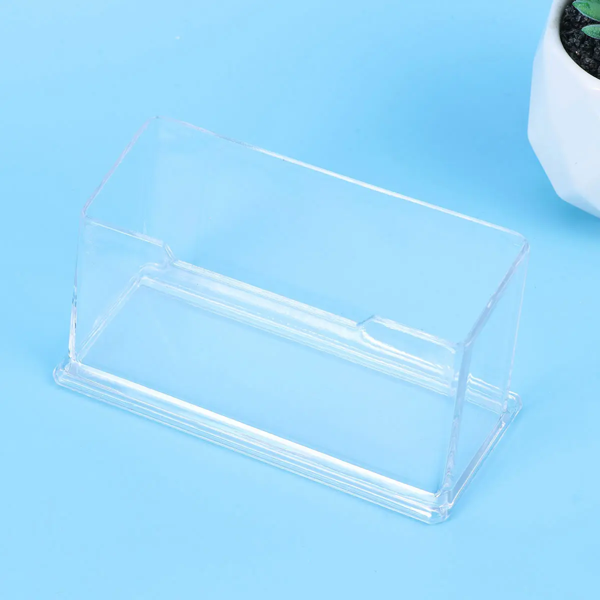 4Pcs Acrylic Transparent Business Card Organizer Small Desktop Space Saving Open Holder for Office Meetings Events