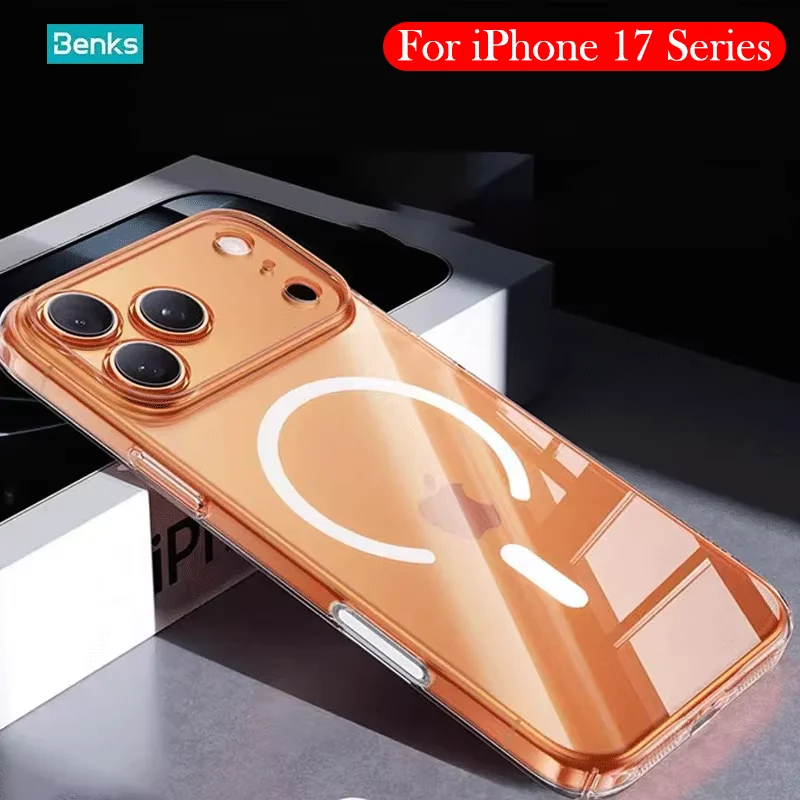

Прозрачный чехол Benks для iPhone 17 Pro Max, задняя крышка с беспроводной зарядкой для iPhone 17 Pro
