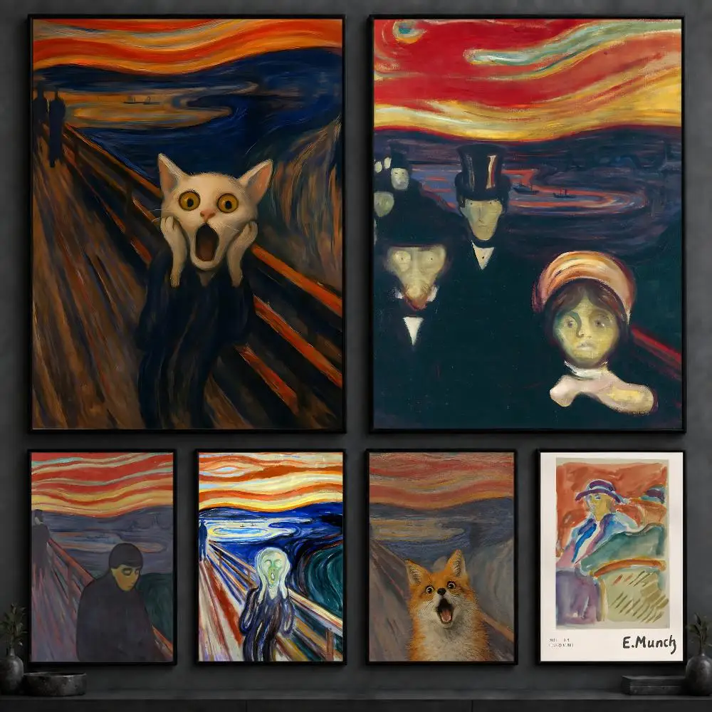 Artist E-Edvard MunchS Poster Art  Self-Adhesive No Glue Residue Wall Decor for Bedroom Living Room