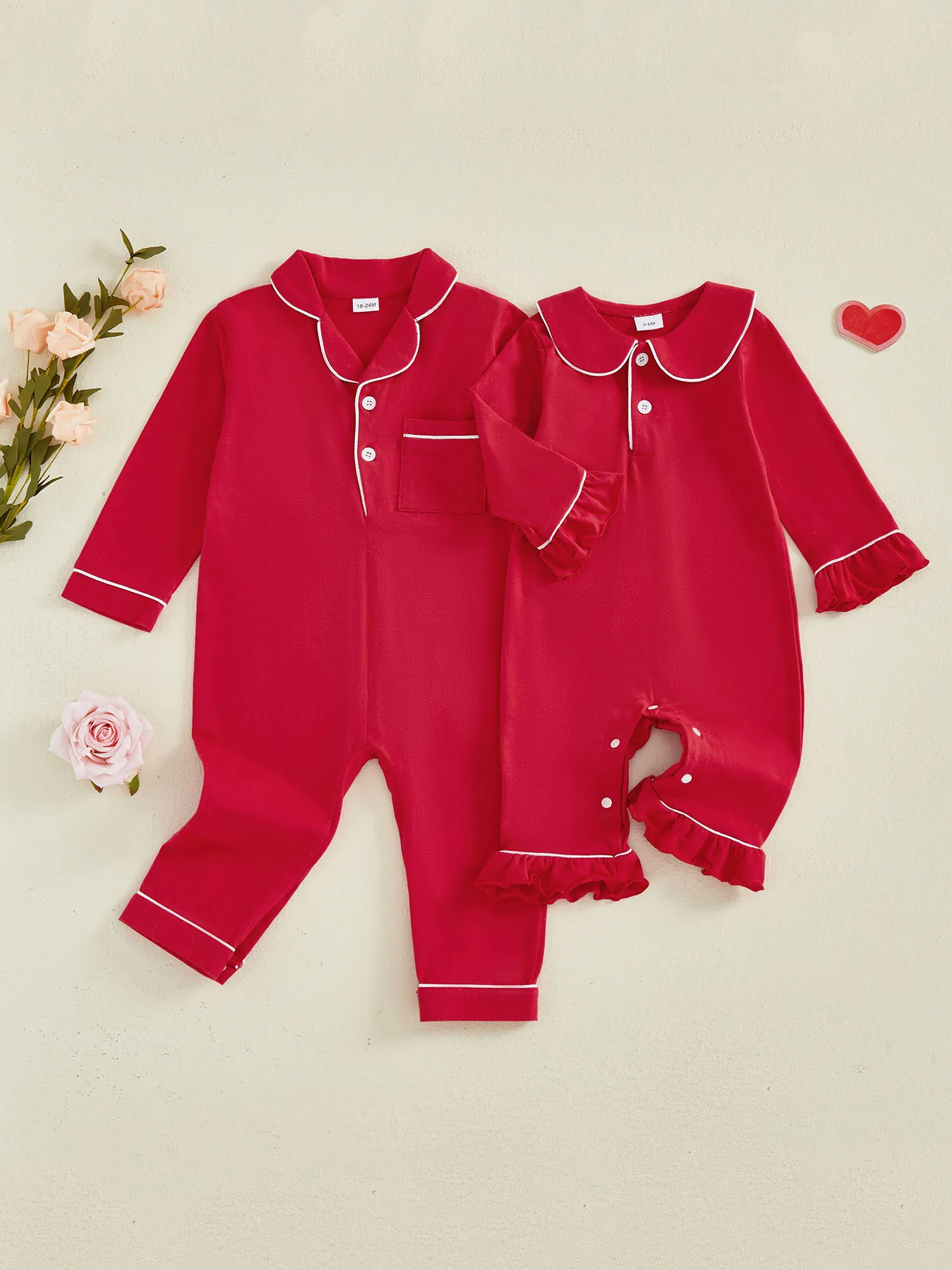 

Стильный комбинезон для маленьких девочек, модный однотонный комбинезон с лацканами и V-образным вырезом, кукольный воротник, комбинезон с длинными рукавами для младенцев