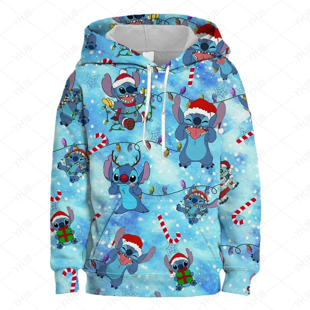 Disney Christmas Stitch Children\'s Street Fashion Sweater Boys and Girls\' Top Children\'s Sports Hoodie Outdoor Sports Hoodie