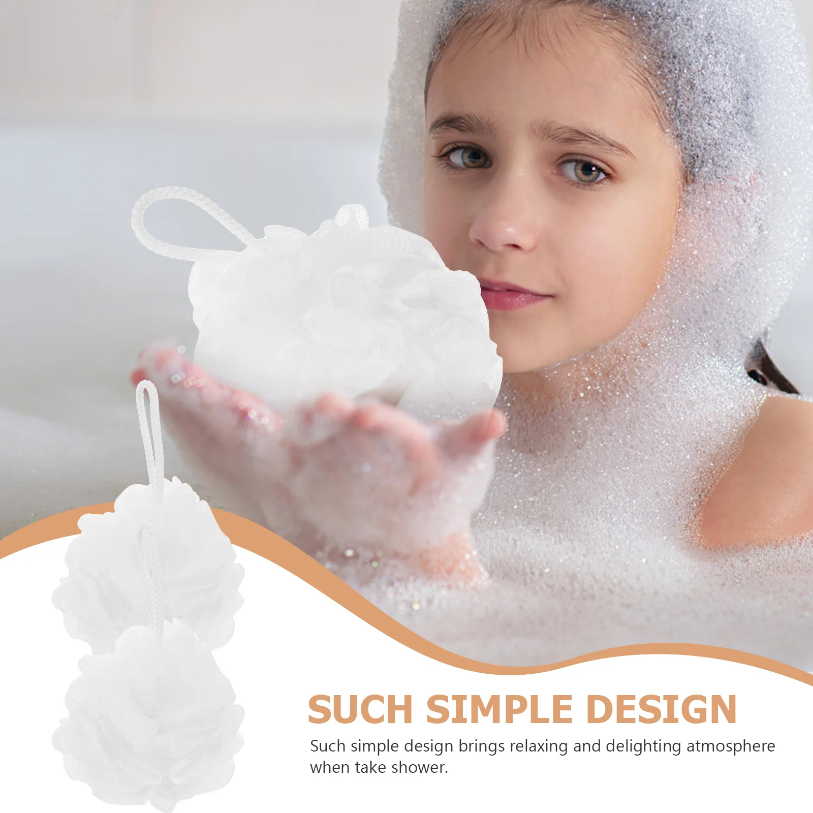 

6Pcs Bathing Ball Premium Pe Wear-Resistant Compact Lanyard Design Quick-Drying Shower Sponge for Daily Use Travel Hotel