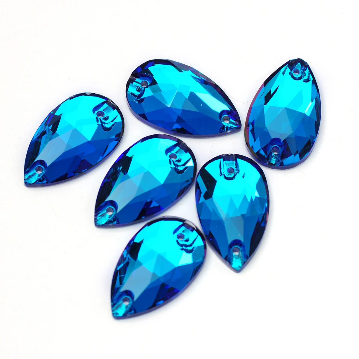 Bermuda Blue K9 Various Sizes Shapes Glass Sew On Rhinestone Glitter Crystal Stone for Diy Sewing Accessories Clothes