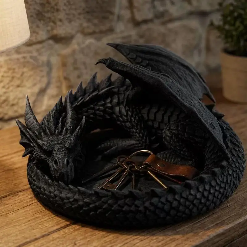 Gothic Dark Style 3D Printing Dragon Plastic Tray Desktop Storage Holder Jewelry Key Organizer Home Ornament