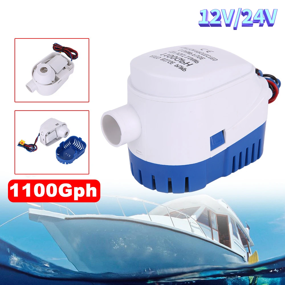 

12V Bilge Pump 1100GPH Automatic Boat Marine Water Pump with Float Switch Submersible Yacht Boat Motor Seaplane Houseboat Pump