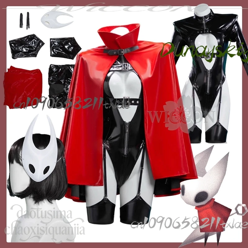 

Cos Store Silkkksong Cosplay Hollow Knight Original Doujin Design Fanart Sexy Pu Bikini Lingeries Cape Mask Halloween
