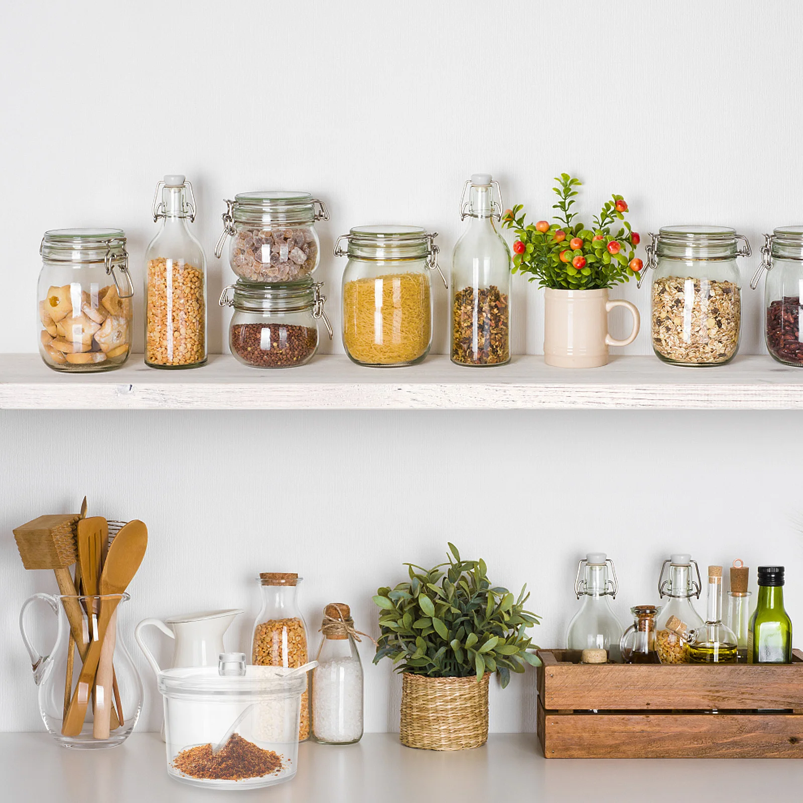 

2pcs Clear Seasoning Jar Acrylic Kitchen Storage Container For Salt Pepper Sugar Coffee Tea Dry Food Condiment Transparent