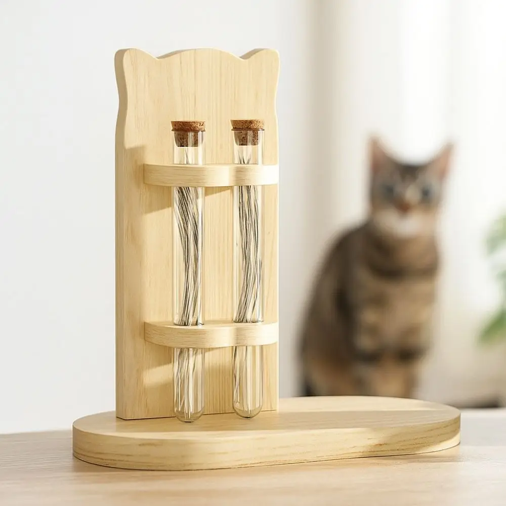 

Commemorative Wooden Cat Hair Storage Box Handmade Durable Pet Memorial Ornament Dustproof Cat Hair Jar Home Decor