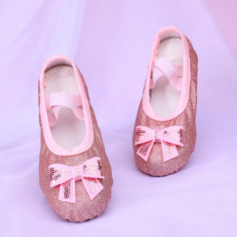 KidsGirls Ballet Shoes  Dance Slippers Professional Canvas Soft Sole Shiny Ballet Dance Girls Female Ballet Yoga Gym Dance Shoes