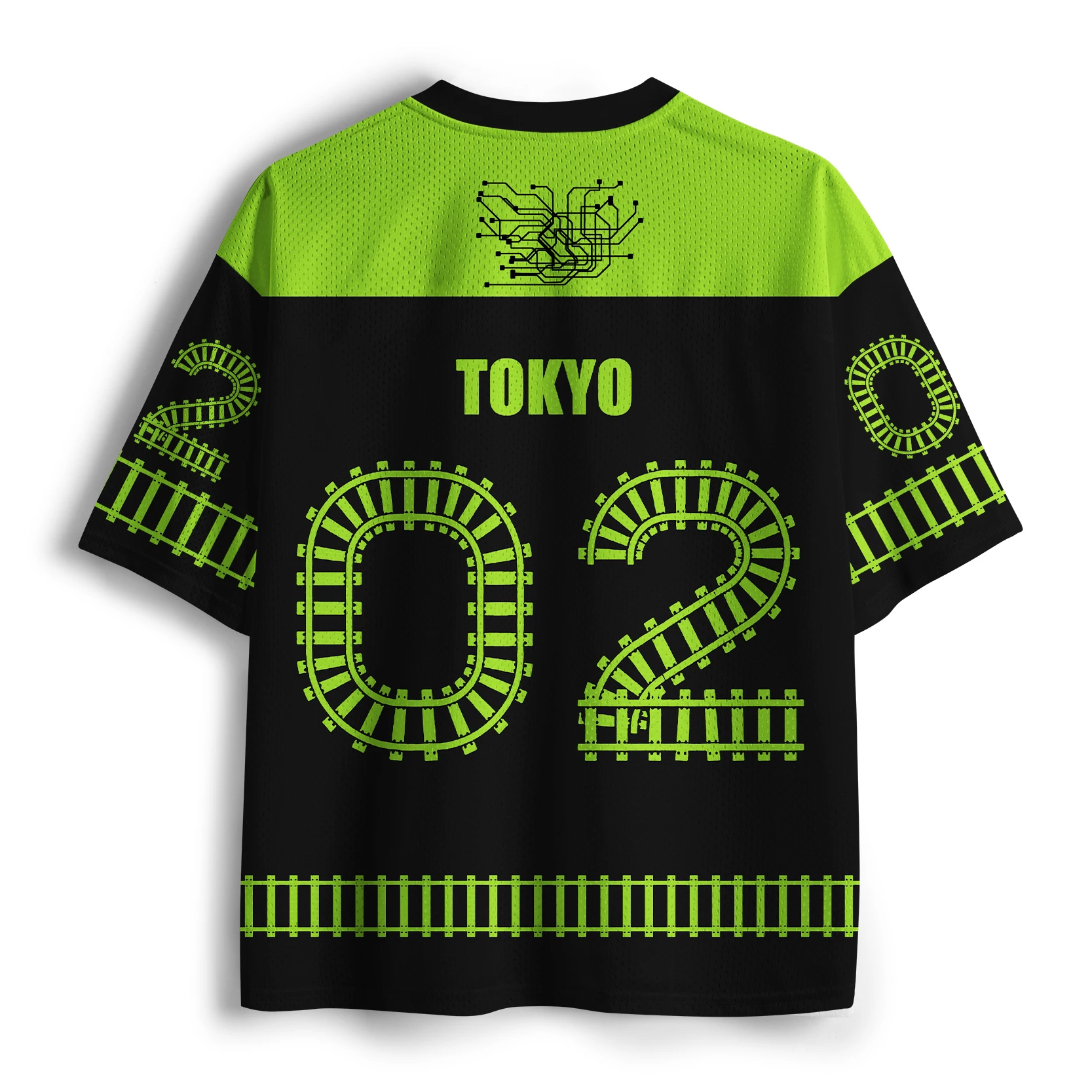 Tokyo Harajuku Omotesando Ginza Metro Line Black Green Loose Adult and Children's T-shirt Japanese Aesthetics
