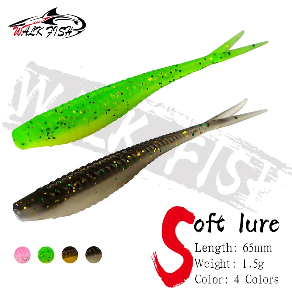 Walk Fish 10 Stück Angeln Weich köder Silikon köder 6,5 cm 1,5g Swimbait Wobbler Bass Angeln lockt künstliche Angel köder