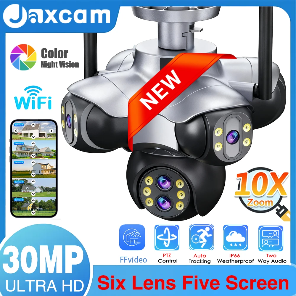 

Новая 10-кратная зум-камера с пятью экранами, 30-мегапиксельная Wi-Fi камера с шестью объективами, PTZ-видеонаблюдение, водонепроницаемая, с автоматическим отслеживанием, защита, IP-камера