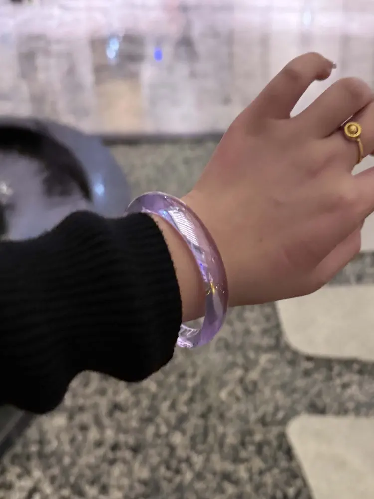 

Natural rough stone violet crystal bracelet women's ice transparent white moonlight chalcedony bracelet