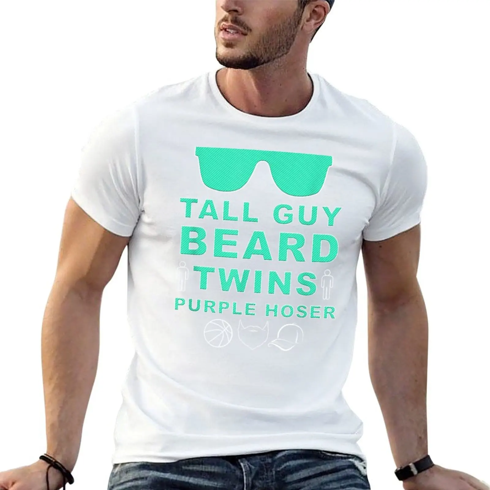 

Perfect Dude Tall Guy Beard Twins Purple Hoser Dude T-Shirt man graphic t shirt cotton t shirt man T-Shirt