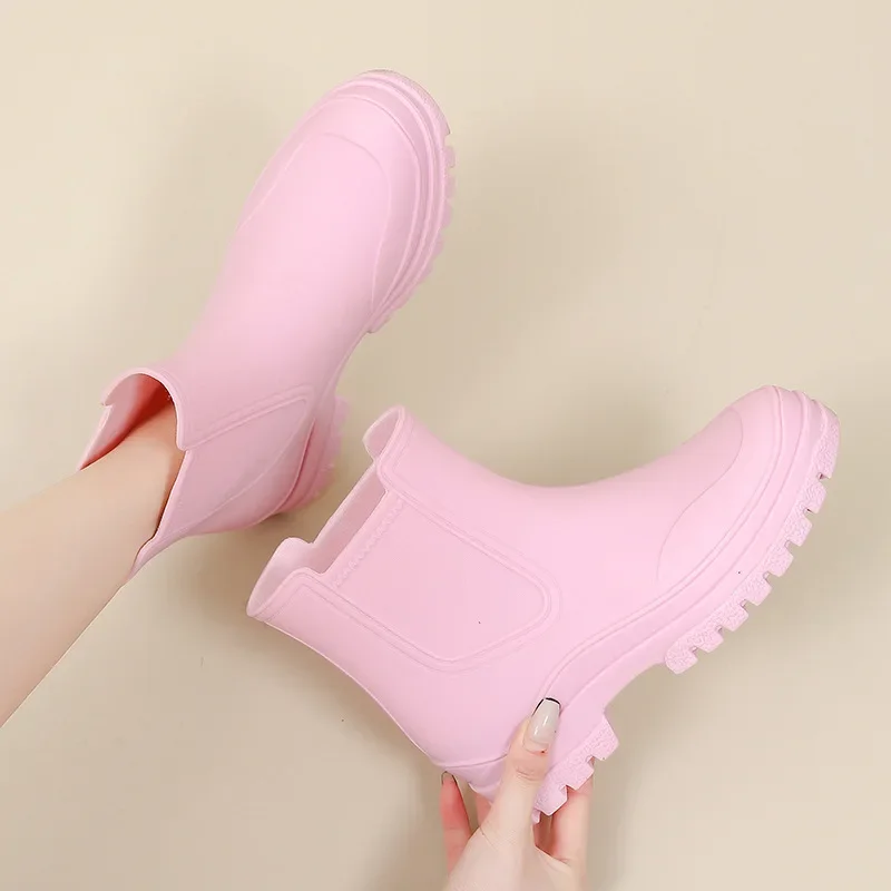 Botas de lluvia impermeables antideslizantes para mujer, calzado impermeable, cómodo, estilo Chelsea, a prueba de aceite, para pesca y jardín