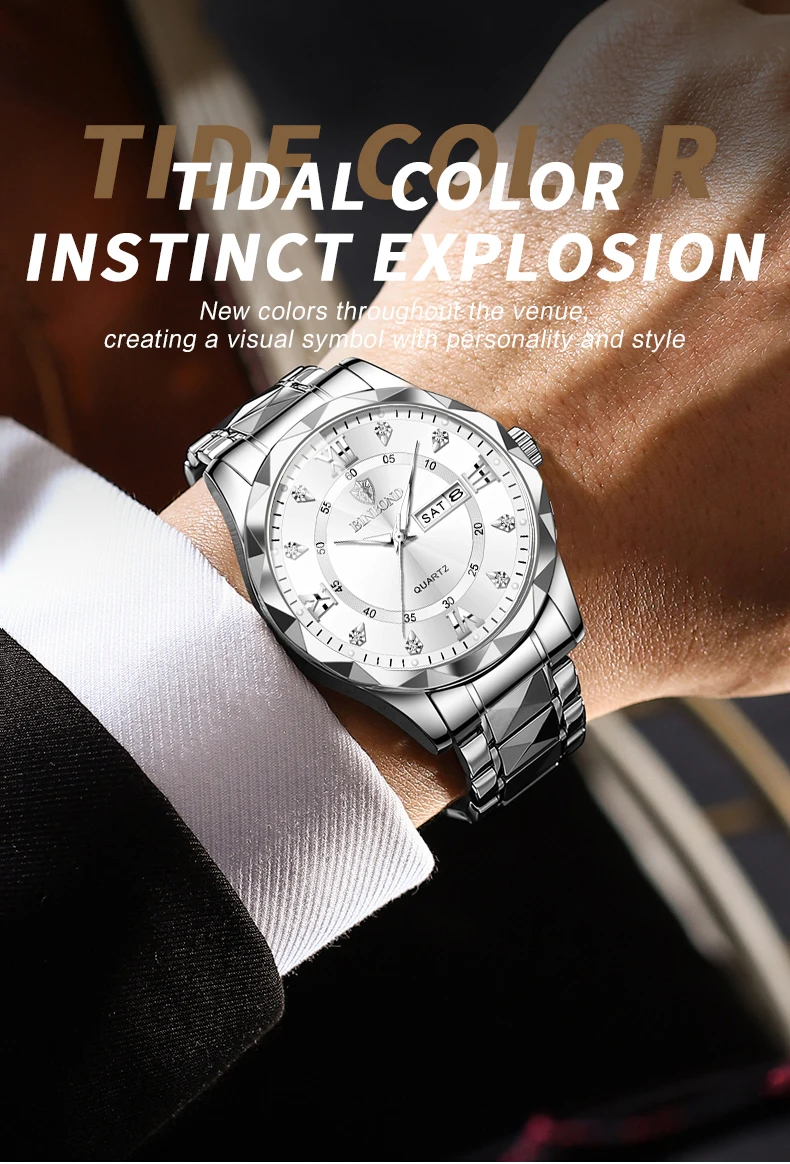 BINBOND 2521 2522 ساعة كوارتز فاخرة للزوجين مقاومة للماء ضوء الليل تاريخ حزام من الفولاذ المقاوم للصدأ ساعة كوارتز للرجال والنساء