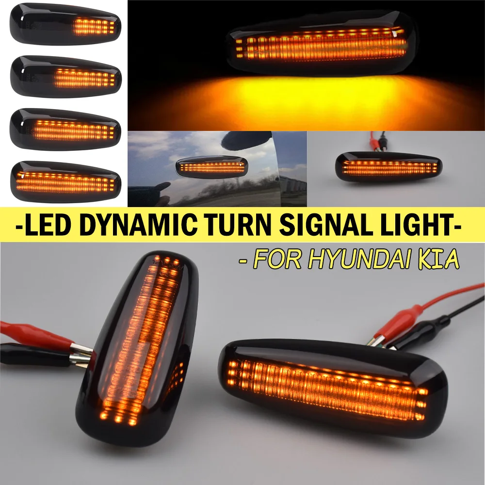 2PCS LED Dynamic Side Marker Light For Kia Ceed ED Pro Rio 3 Carens Rondo 7 Hyundai I30 Grandeur Mk4 Avante HD Turn Signal Lamps
