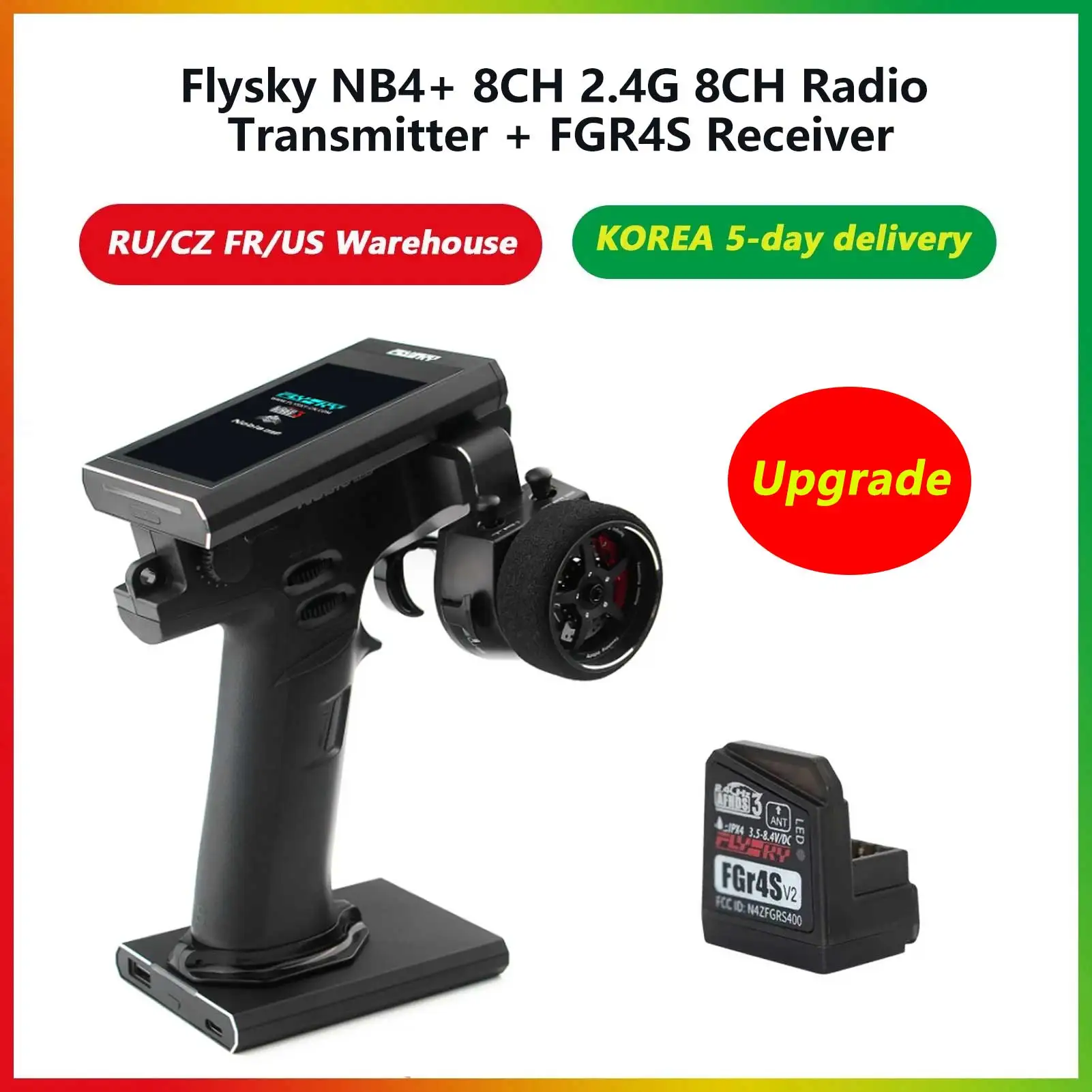 Flysky Noble NB4+ 2.4G 8CH Radio Transmitter Remote Controller with FGR4S Receiver AFHDS 3 Protocol for RC Car Boat Models