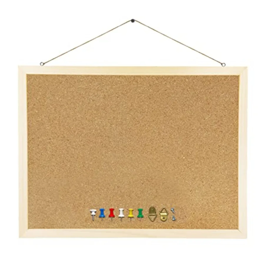 

Cork Board Bulletin Board, 15.7"X 11.81" pin Boards for Walls, Oak Wood Finish Frame, Wall Mounted Cork Board for Office Home a