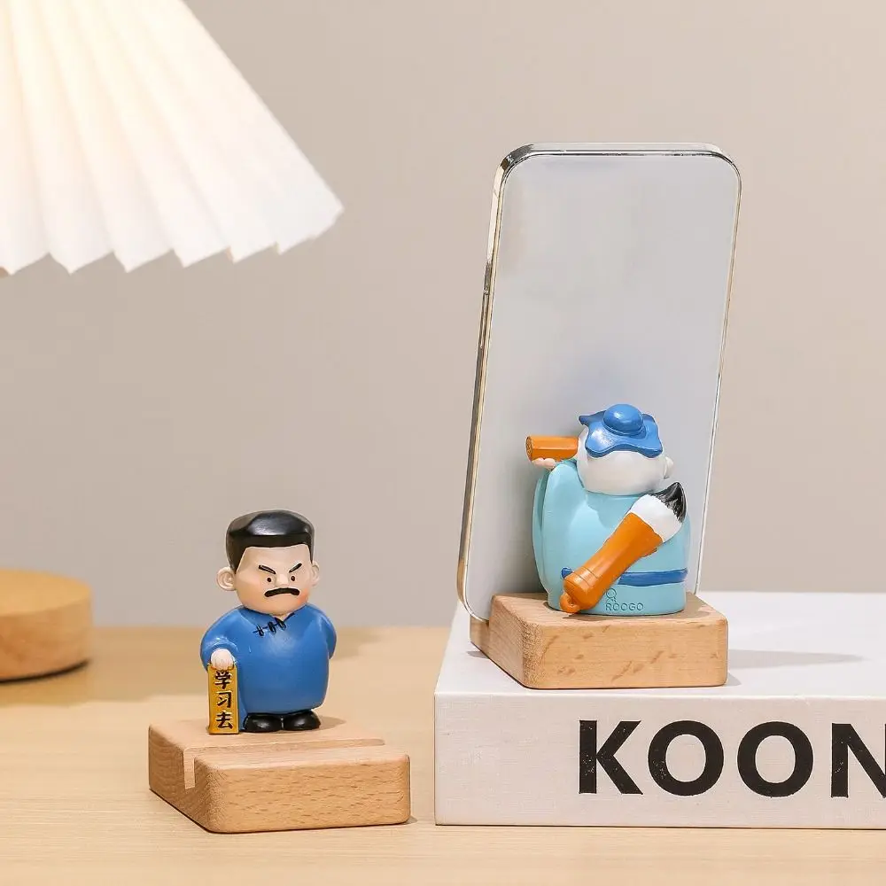 

Resin Funny Doll Phone Stand Aesthetic Anti-slip Chinese Style Mobile Phone Holder DIY Crafts Statue Cartoon Desk Lazy Bracket