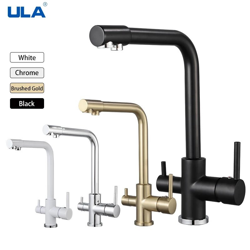 

ULA Drinking Water Kitchen Faucet Balck Brass Purifier Faucet Dual Sprayer Sink Mixer Taps Filtered Pure Water Tap Nozzle