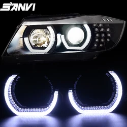 SANVI 2PCS i6L i7L i8L Crystal LED Angel Eyes Shroud White Amaber Signal Light Car Light Accessories For Hella 3r G5 Projector