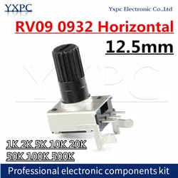 10pcs RV09 Orizzontale 12.5 millimetri Albero 3pin Potenziometro B102 1K 2K 5K 10K 20K 50K 100K 500K B103 B503 0932 Resistenza Regolabile