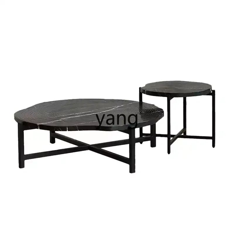 

LTT natural marble annual ring coffee table simple round expression with the same combination