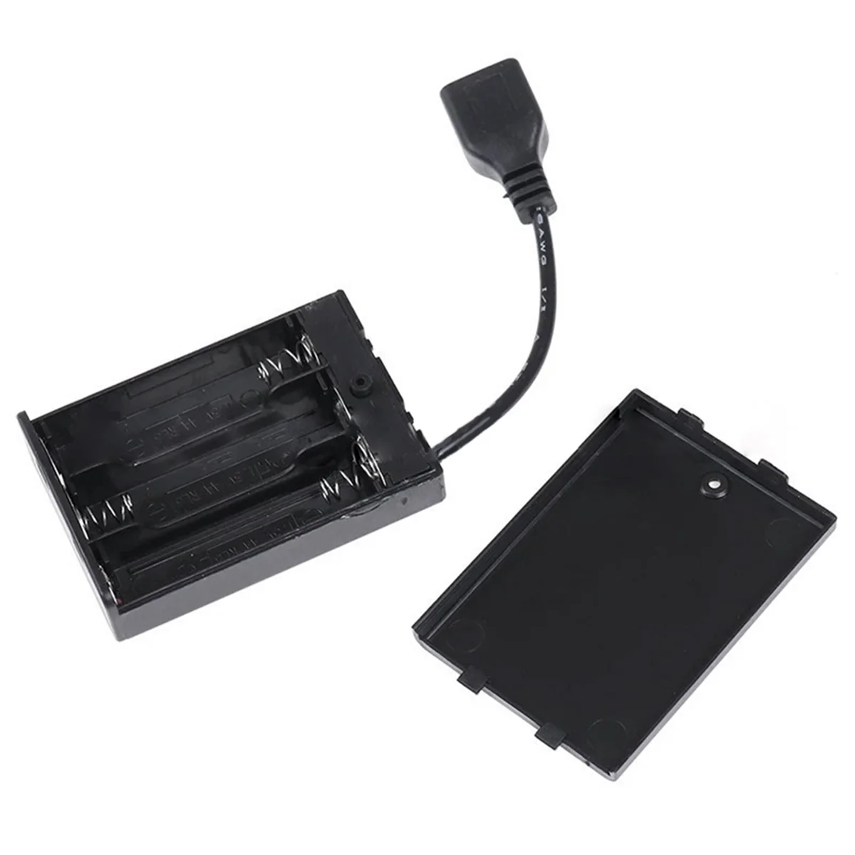 Caja de batería 3XAA con cubierta y interruptor conectados al conector hembra USB soporte de batería de enchufe hembra USB