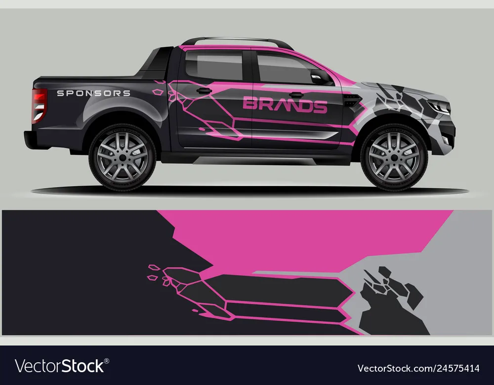 Pink Pickup Car Full Wrap Sticker Decorative Car Graphic Decal Full Body Racing Vinyl Wrap Car Decal Length 400cm Width 100cm