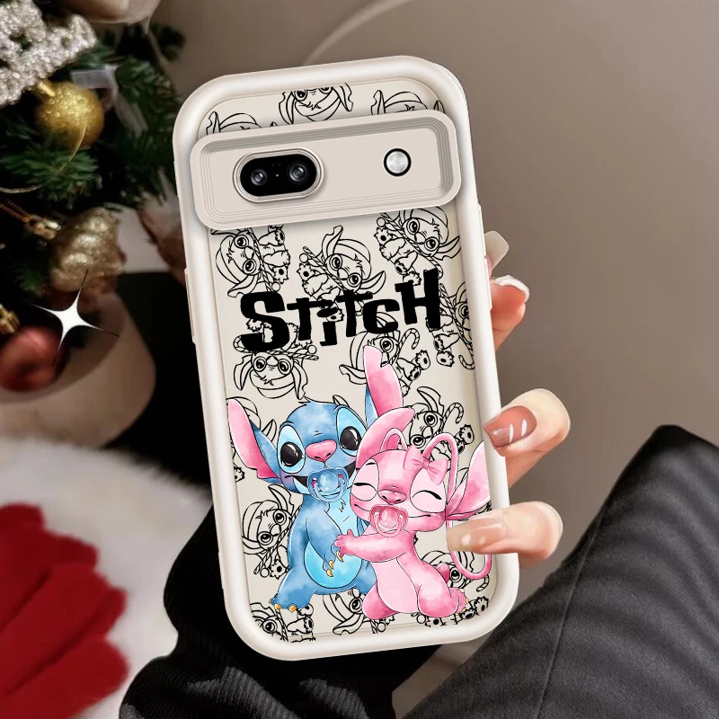 Disney Stitch Cute Art For Google Pixel 9 8A 8 7 7A Pro XL 5G Eye Ladder Phone Case Soft TPU Shockproof Cover Cover Phone Case