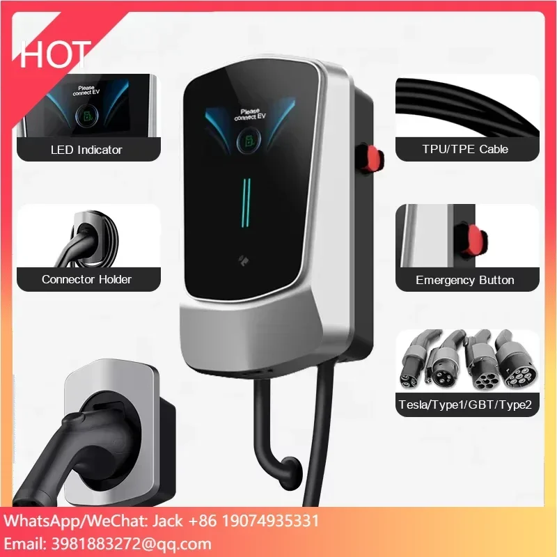 

22KW 11KW Home Fast Electric Vehicle Charging Station New 32A Wallbox CCS Interface Solar Compatible One-Phase EV Charger Type 2