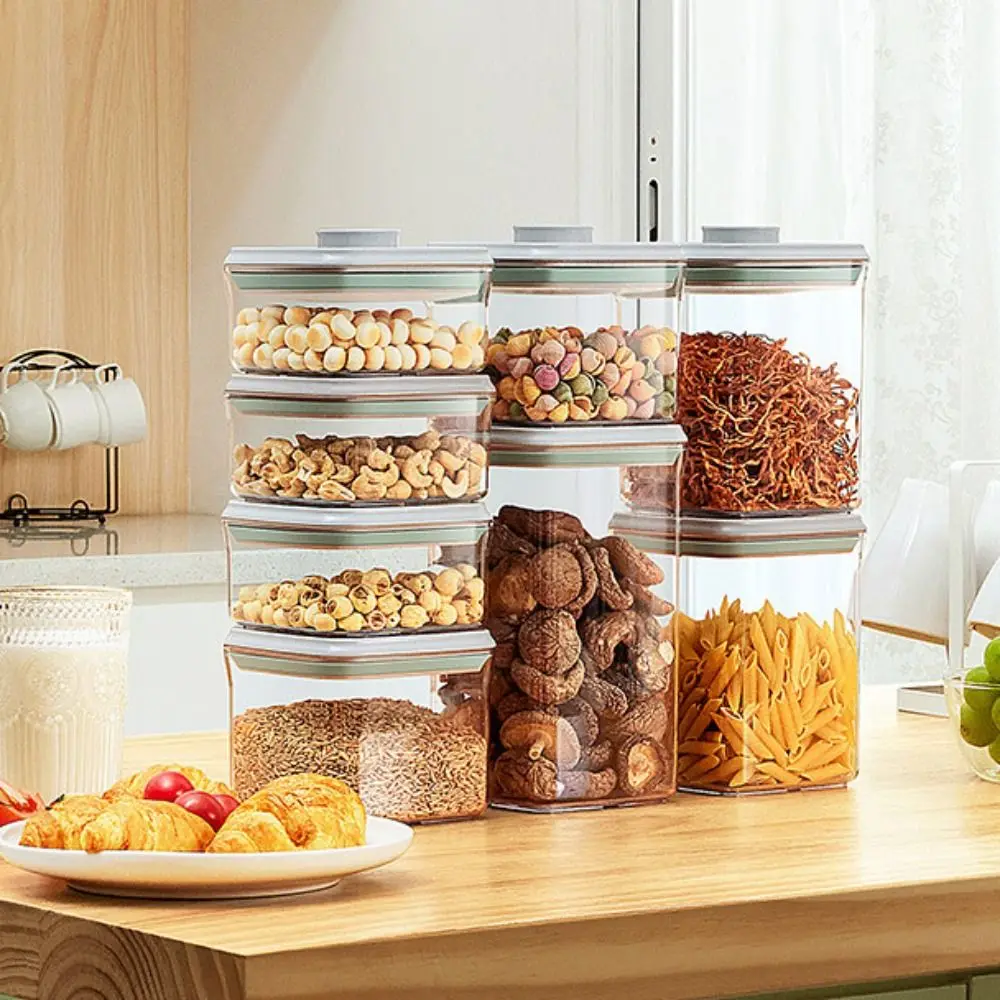 Press Type Kitchen Sealed Jar Moisture-proof Transparent Food Storage Container Airtight Leak-proof Cereal Storage Tank